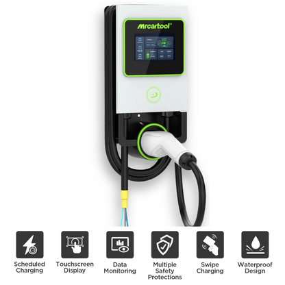 EV Charging Station Type 2 32A 7KW Scheduled Charge Wall Mount WallBox 8M Cable