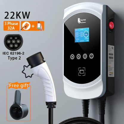 EV Wallbox Charger 7.6KW 11KW 22KW Electric Vehicle Car Charger 1 Phase or 3Phase Type2 - APP Control, Wi-Fi