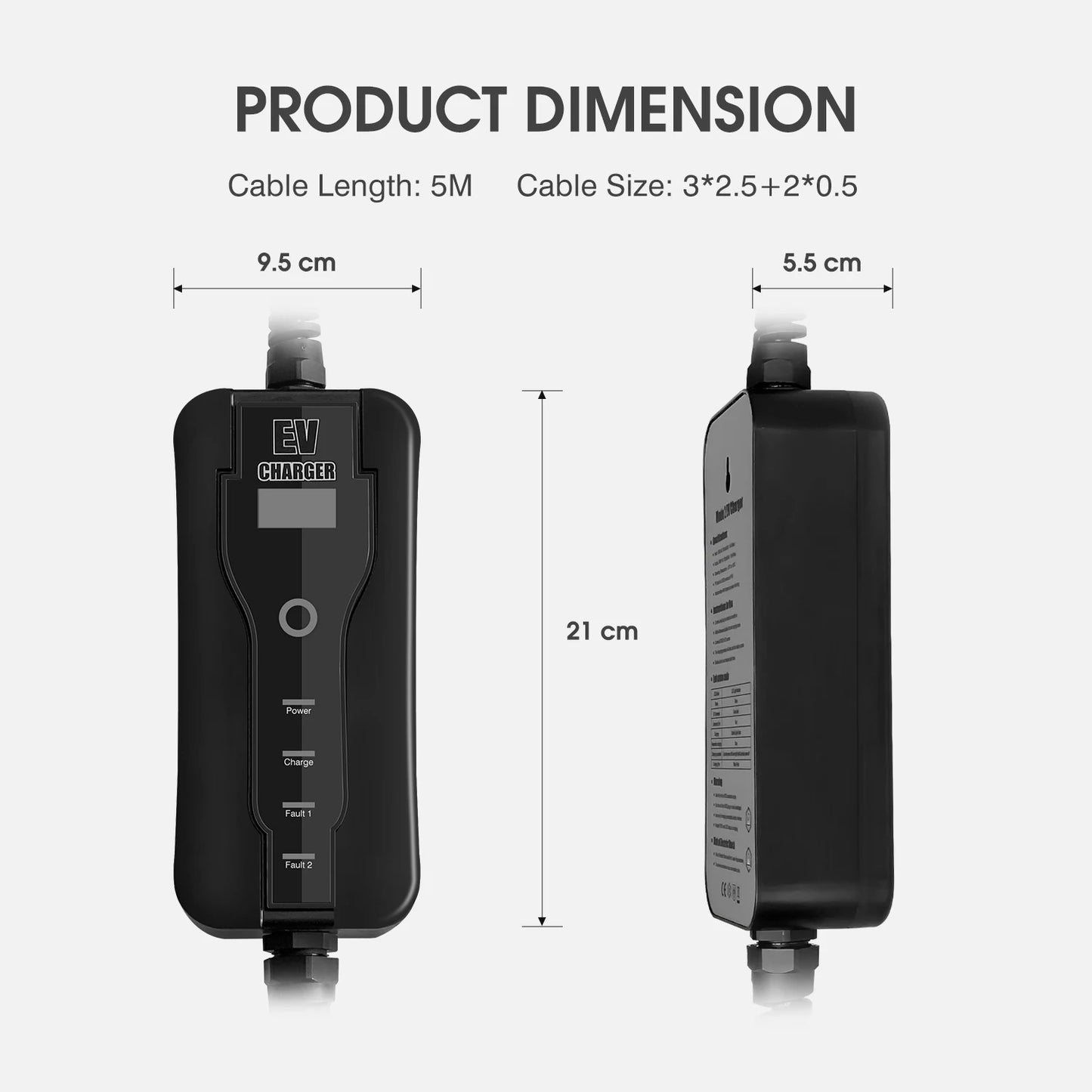 Electric Car Charger Type 1 EV Schuko Plug Level 2 16A 220V 3.6kW Fast Charging Wallbox