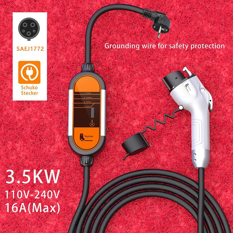 Portable EV Charger Type2 IEC62196-2 16A EVSE Charging Cable Type1 SAE J1772 EU Plug