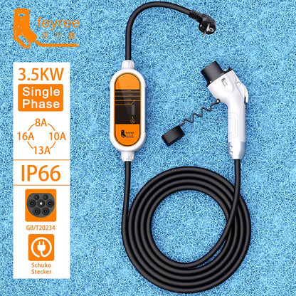 Portable EV Charger Wallbox GB/T Cord 16A Cable 3.5KW 1Phase 32A 7KW 11KW