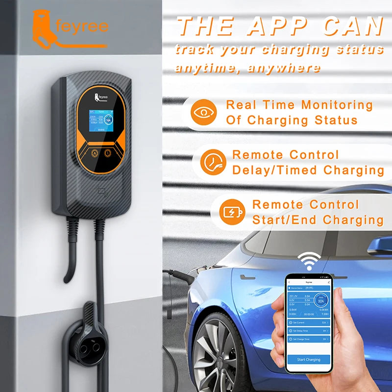 EV Charging Station 32A Electric Vehicle Car Charger Wallbox Charger 7.6 11 22KW Type2 Cable IEC62196 APP Control