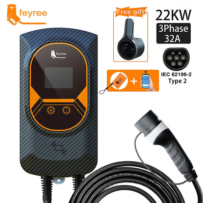 EV Charging Station 32A Electric Vehicle Car Charger Wallbox Charger 7.6 11 22KW Type2 Cable IEC62196 APP Control