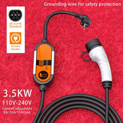 Portable EV Charger Type2 IEC62196-2 16A EVSE Charging Cable Type1 SAE J1772 EU Plug